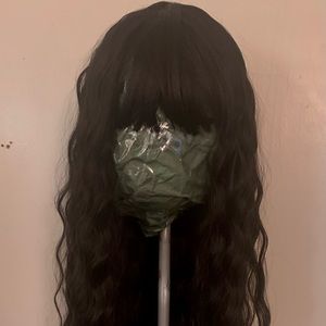 WIGPOP
Extra Long 38” inch long
Wavy Dark Brown Wig with Bangs